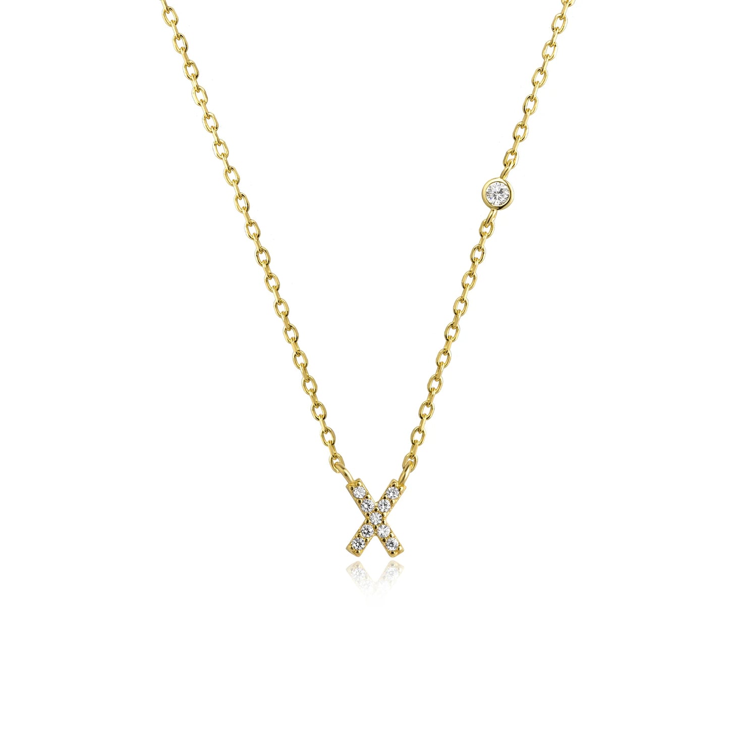 PRINCESS JEWELRY® Collana con Lettera Personalizzata in Argento 925 Placcato Oro 18 Kt (2 colori) - Princess Jewelry