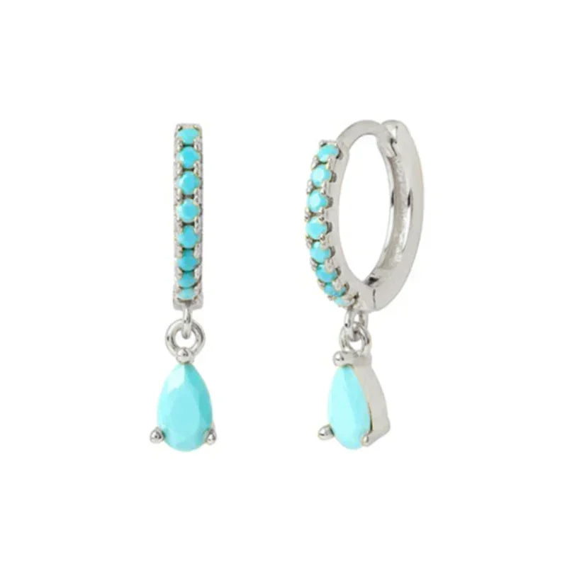 PRINCESS JEWELRY® Orecchini a Cerchio con Pendente in Argento 925 Placcato Oro 18 Kt (7 colori) - Princess Jewelry