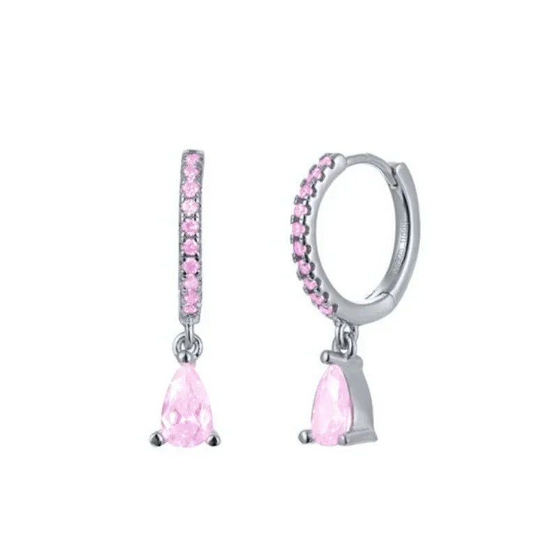 PRINCESS JEWELRY® Orecchini a Cerchio con Pendente in Argento 925 Placcato Oro 18 Kt (7 colori) - Princess Jewelry