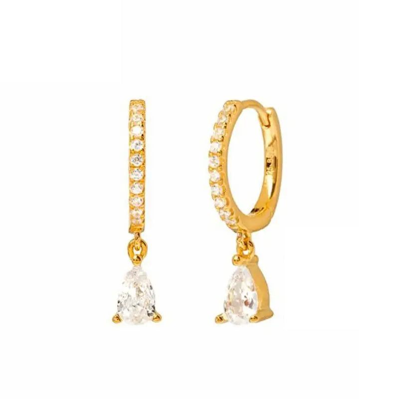 PRINCESS JEWELRY® Orecchini a Cerchio con Pendente in Argento 925 Placcato Oro 18 Kt (7 colori) - Princess Jewelry
