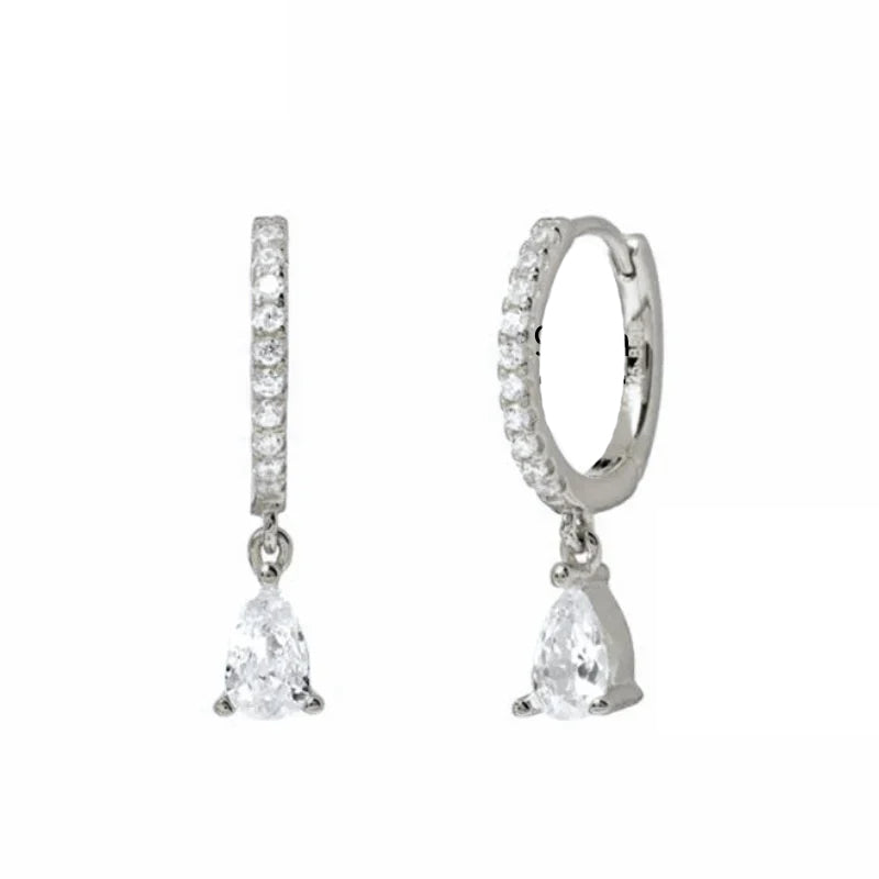 PRINCESS JEWELRY® Orecchini a Cerchio con Pendente in Argento 925 Placcato Oro 18 Kt (7 colori) - Princess Jewelry