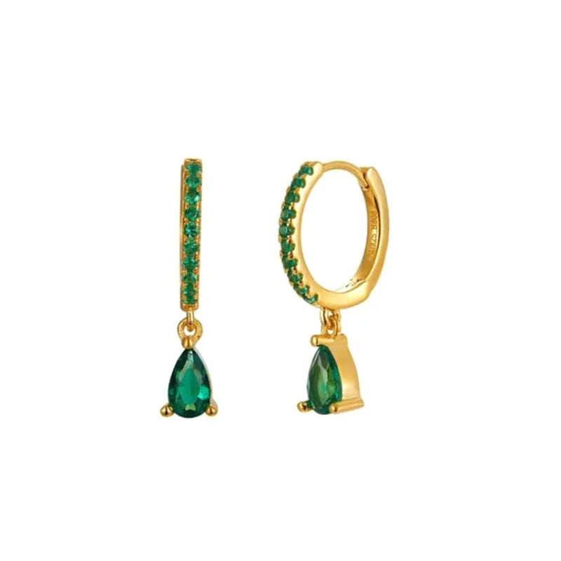 PRINCESS JEWELRY® Orecchini a Cerchio con Pendente in Argento 925 Placcato Oro 18 Kt (7 colori) - Princess Jewelry