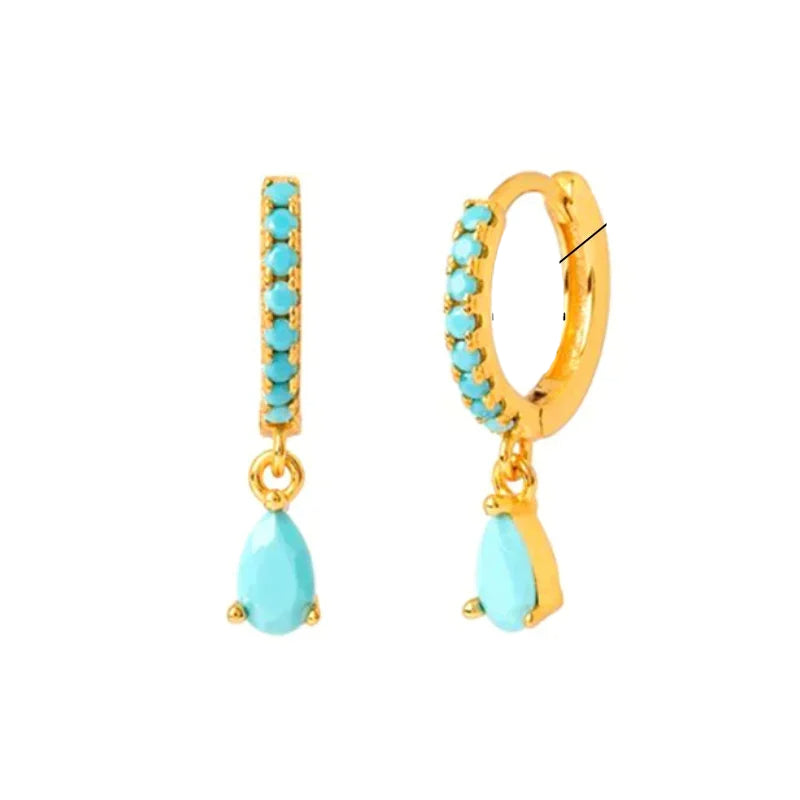 PRINCESS JEWELRY® Orecchini a Cerchio con Pendente in Argento 925 Placcato Oro 18 Kt (7 colori) - Princess Jewelry