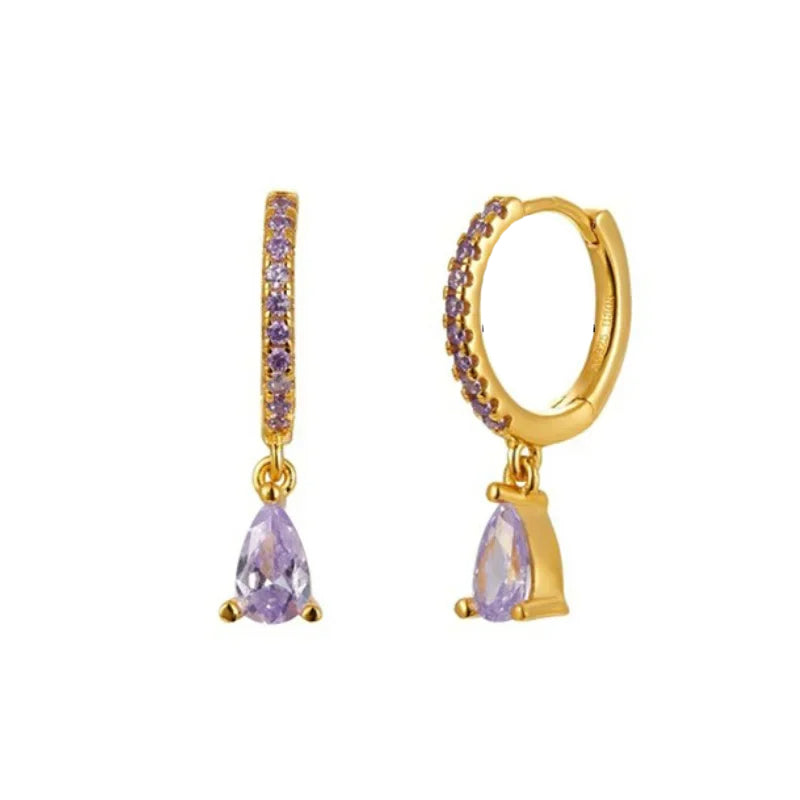 PRINCESS JEWELRY® Orecchini a Cerchio con Pendente in Argento 925 Placcato Oro 18 Kt (7 colori) - Princess Jewelry