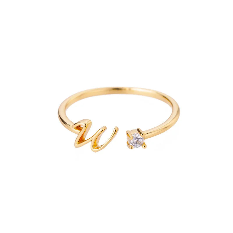 PRINCESS JEWELRY® Anello con Lettera Personalizzata in Acciaio Inossidabile Placcato Oro 18 Kt (2 colori) - Princess Jewelry
