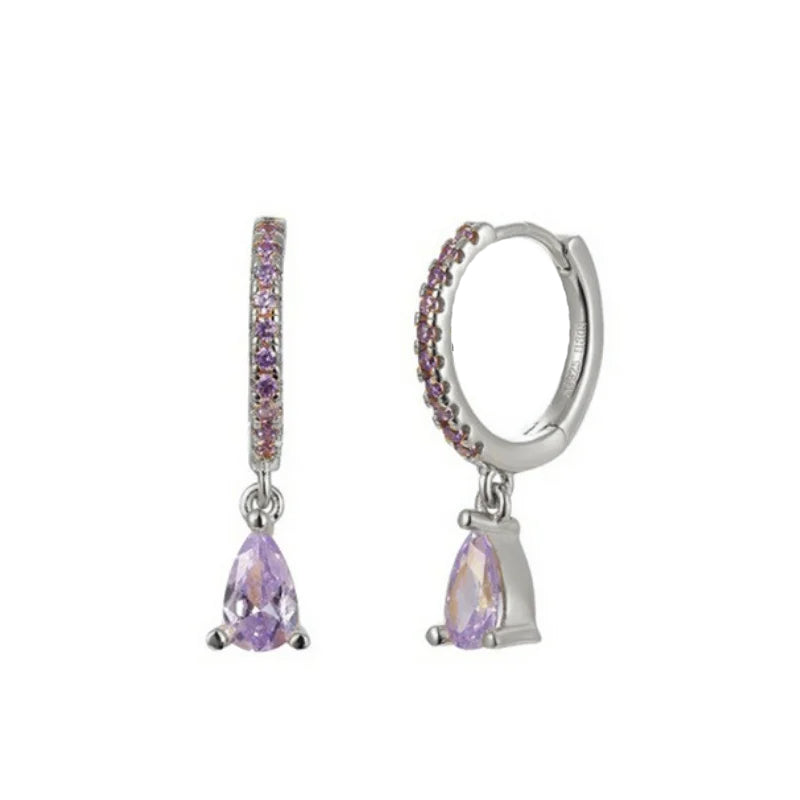 PRINCESS JEWELRY® Orecchini a Cerchio con Pendente in Argento 925 Placcato Oro 18 Kt (7 colori) - Princess Jewelry
