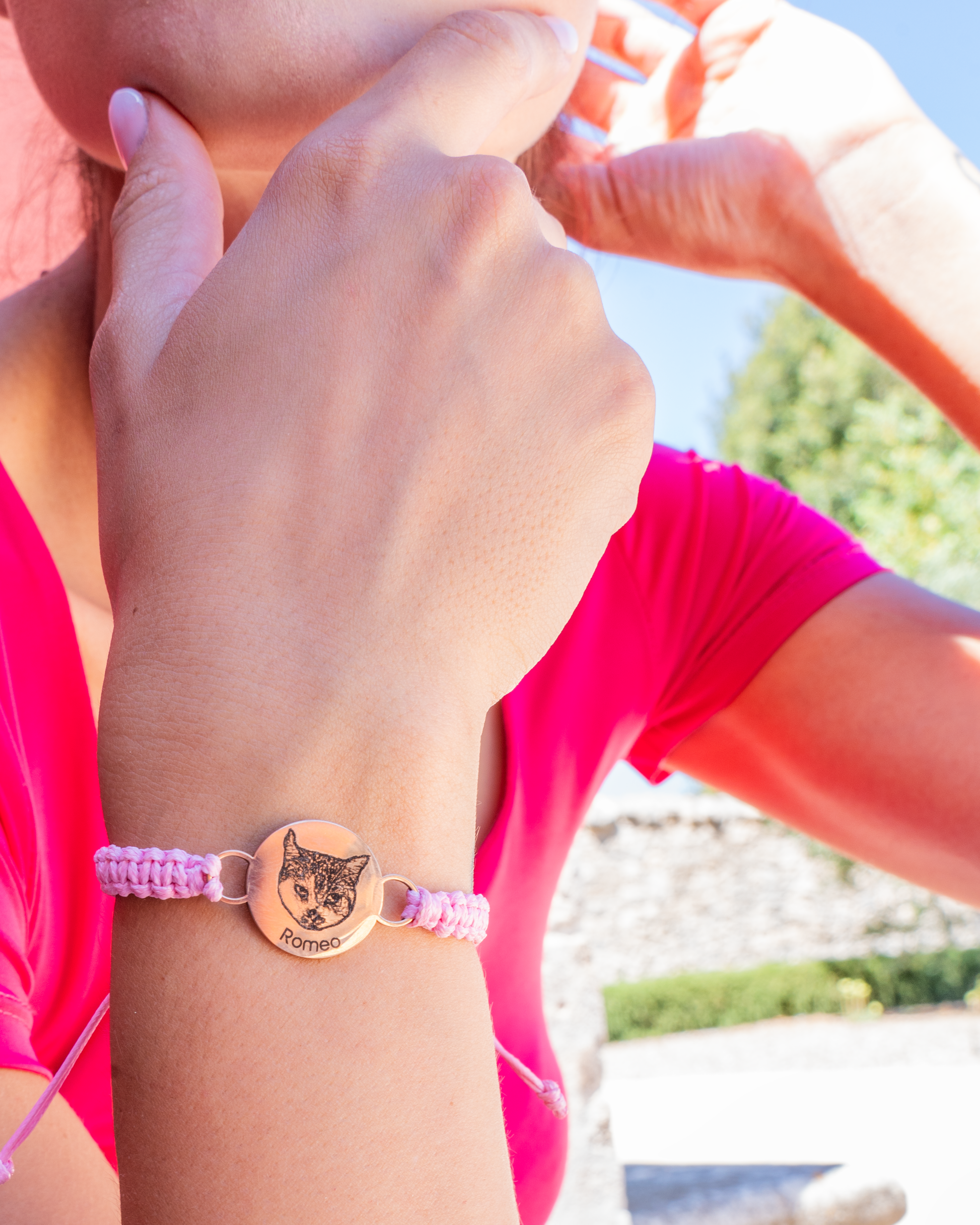 PRINCESS JEWELRY® Bracciale in Cotone/Acciaio Inossidabile Con Foto e Nome Personalizzati (3 colori) - Princess Jewelry