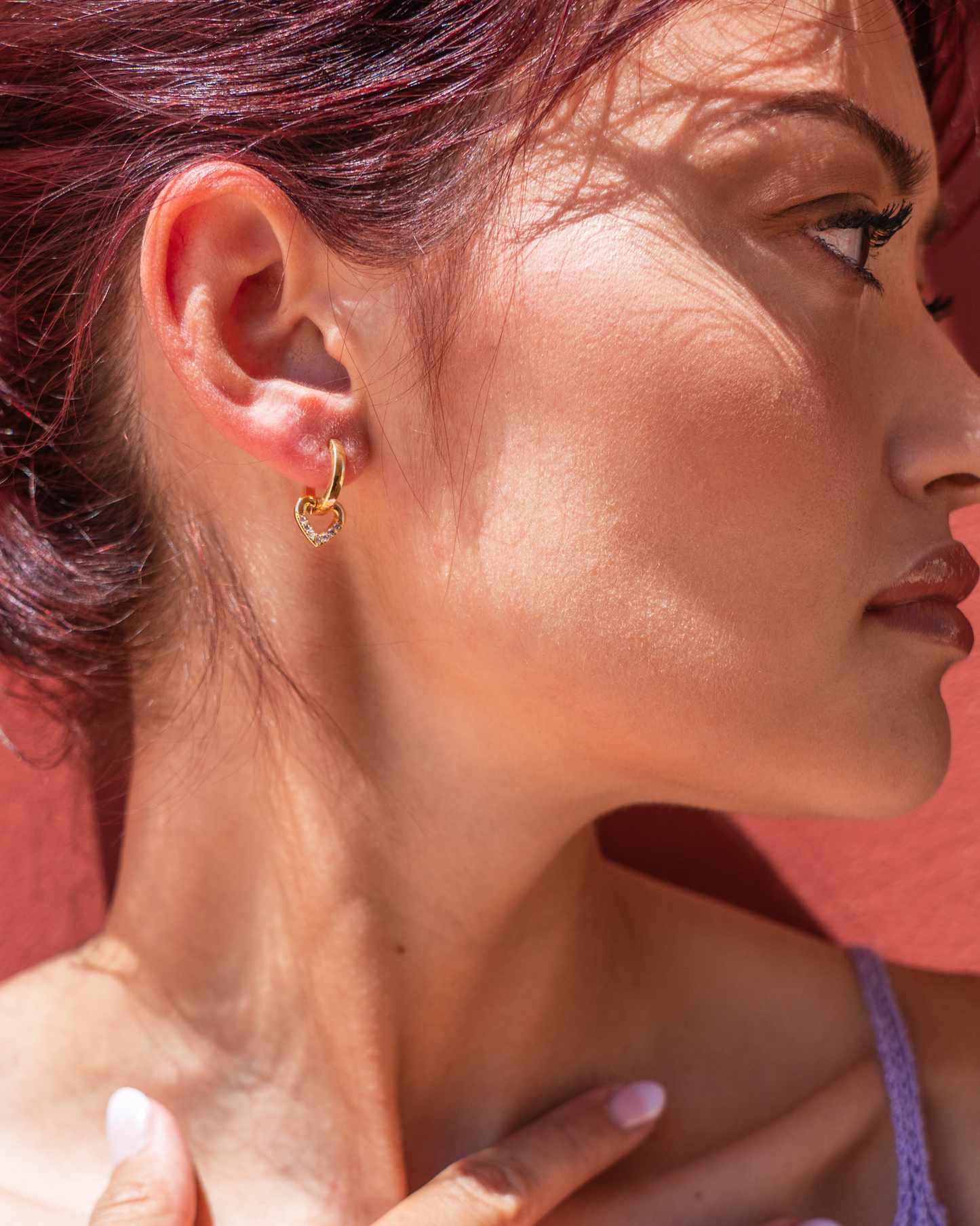 PRINCESS JEWELRY® Orecchini a Cerchio con Ciondolo a Forma di Cuore in Acciaio Inossidabile - Princess Jewelry