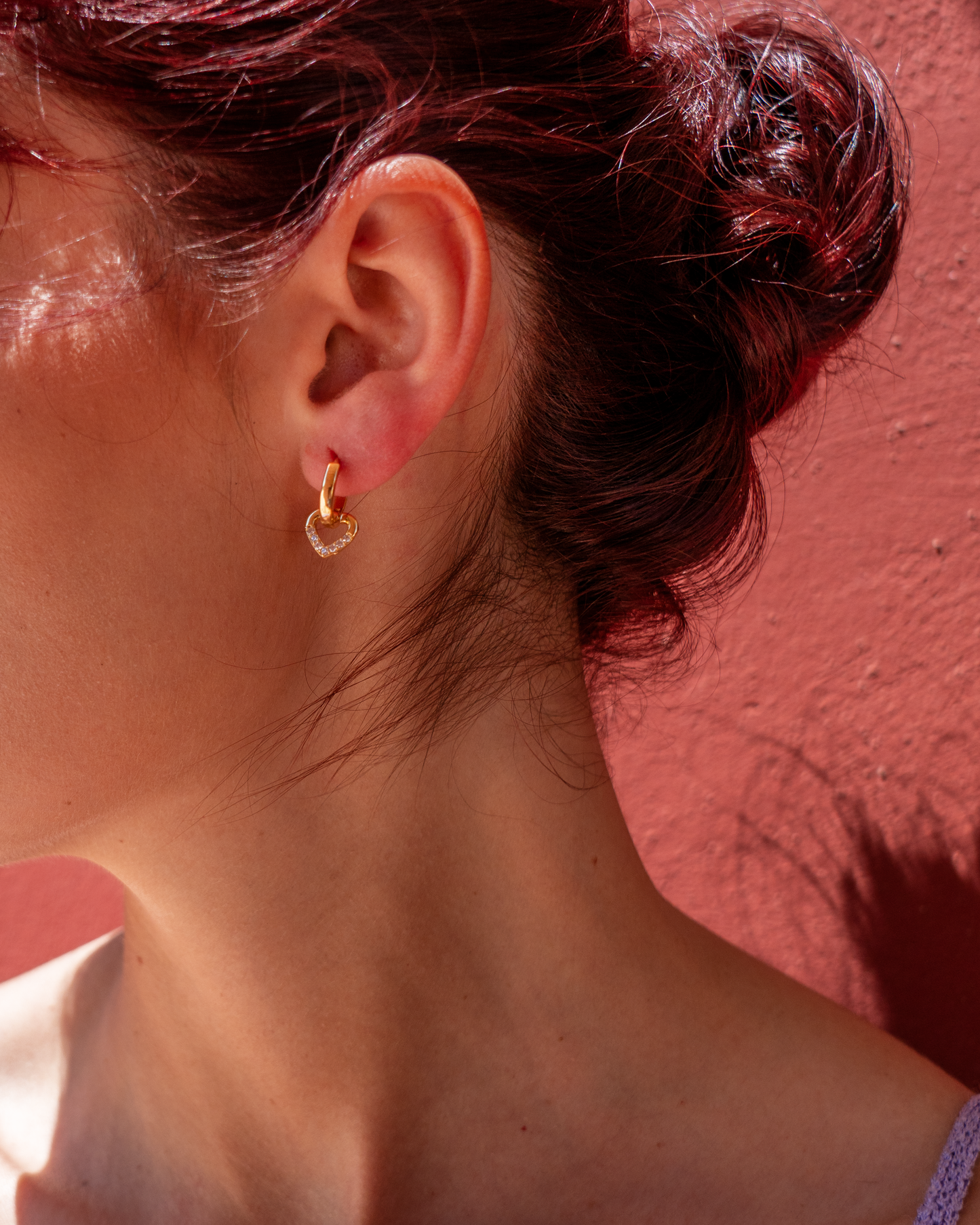 PRINCESS JEWELRY® Orecchini a Cerchio con Ciondolo a Forma di Cuore in Acciaio Inossidabile - Princess Jewelry