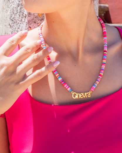PRINCESS JEWELRY® Collana Personalizzata con Nome in Argilla Polimerica ed Acciaio Inossidabile (2 colori) - Princess Jewelry