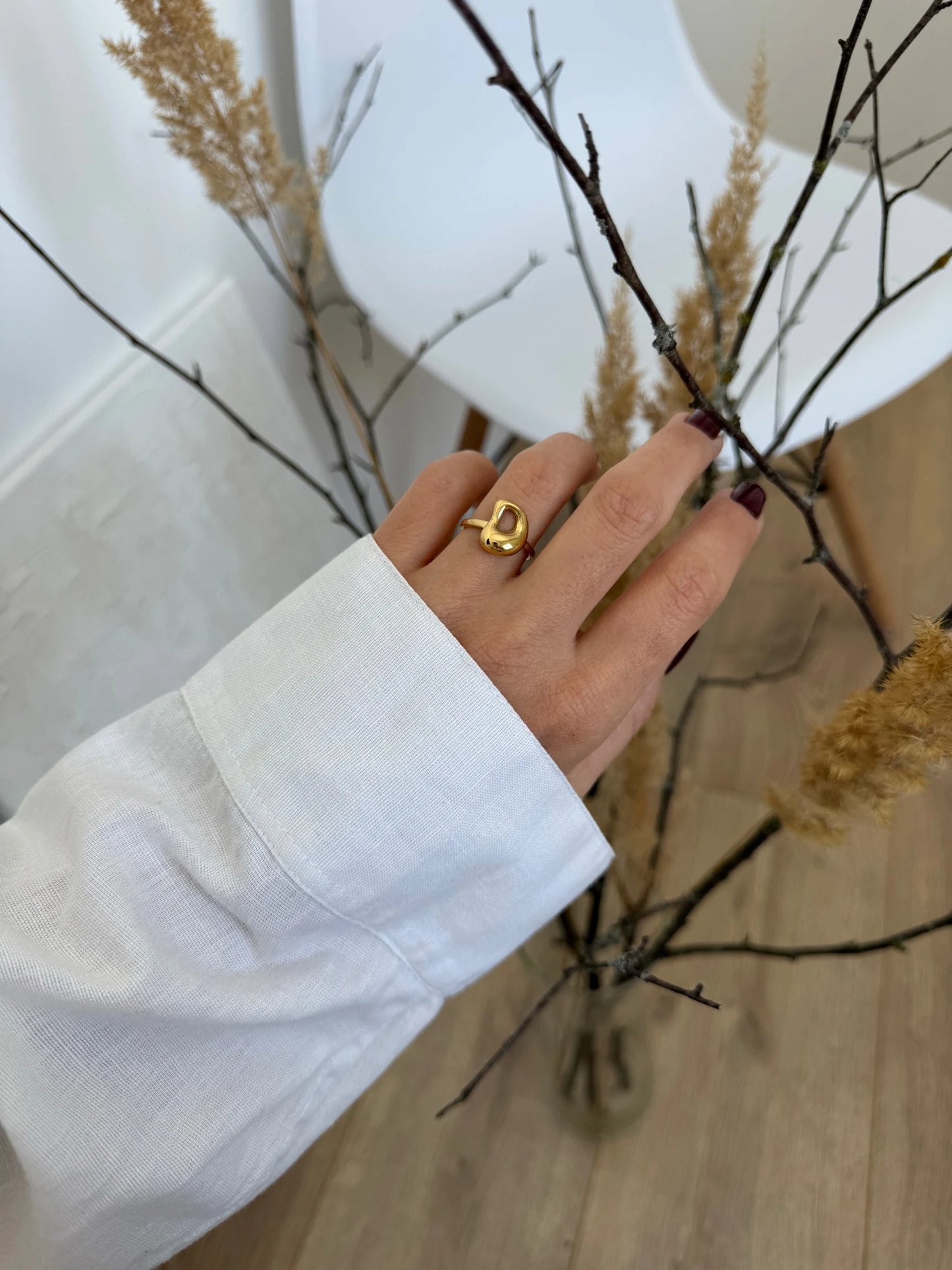 PRINCESS JEWELRY® Anello con Lettera Personalizzata a Bolla in Acciaio Inossidabile Placcato Oro 18 Kt