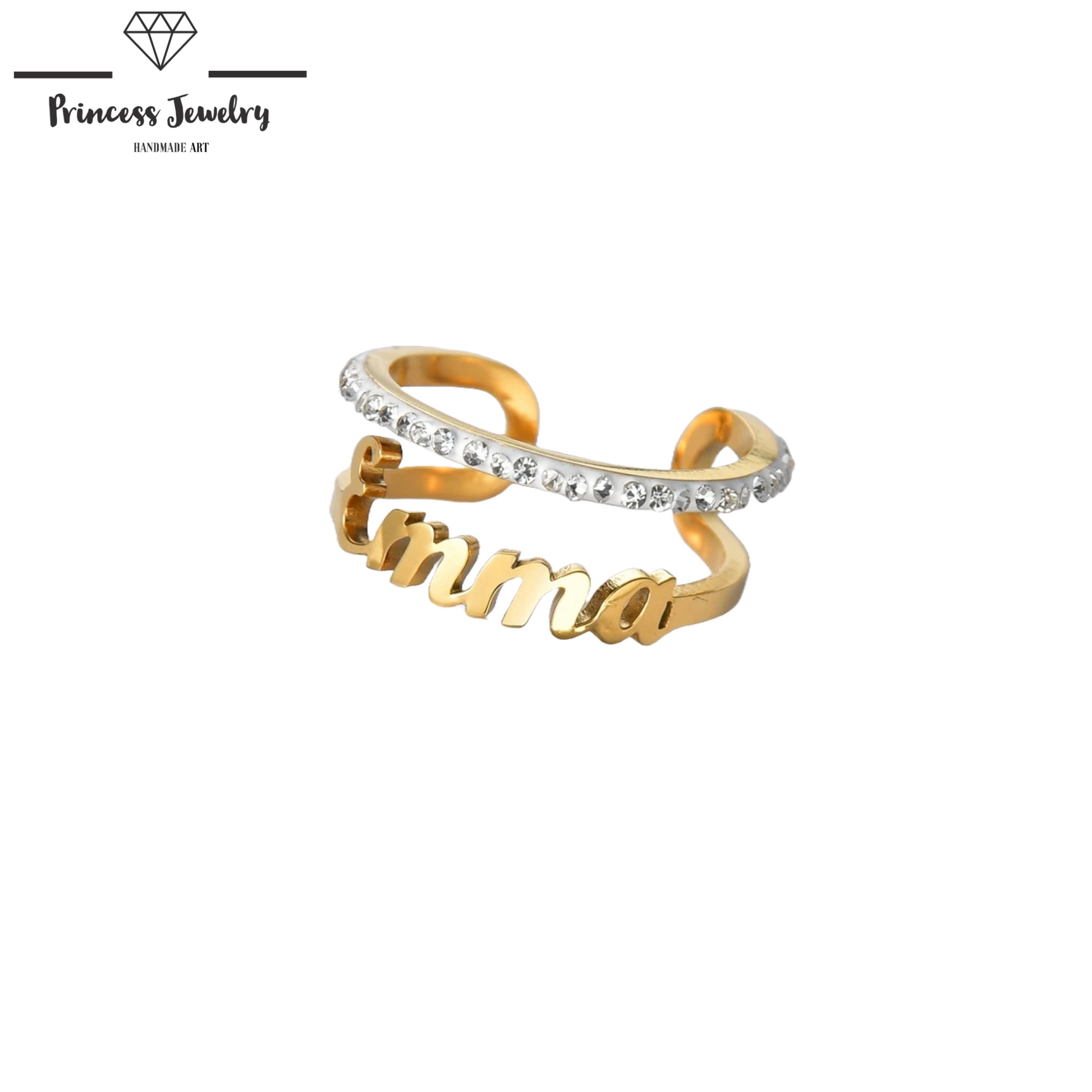 PRINCESS JEWELRY® Anello Personalizzato in Acciaio Inossidabile Placcato Oro 18 Kt (3 colori) - Princess Jewelry