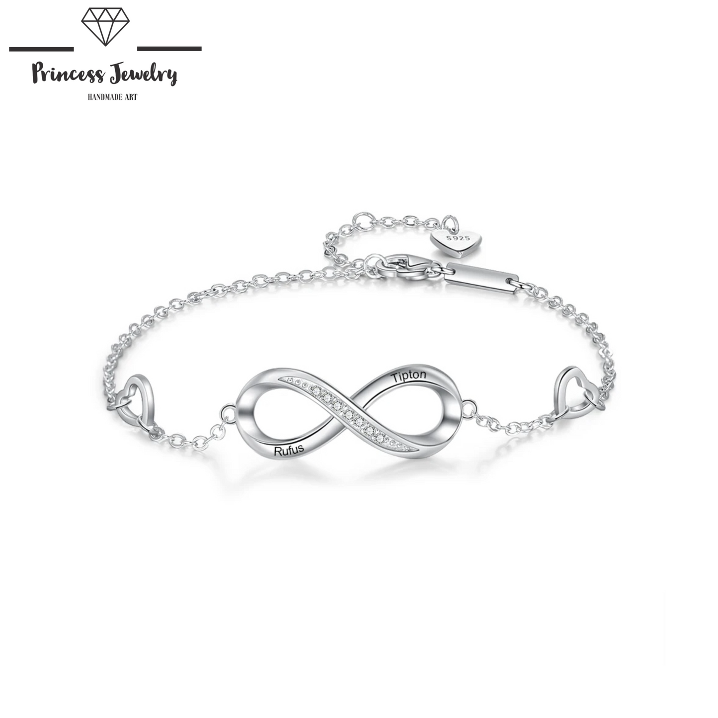 PRINCESS JEWELRY® Bracciale Infinity Personalizzato in Argento 925