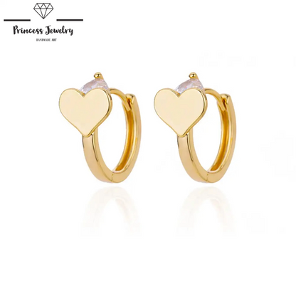 PRINCESS JEWELRY® Orecchini a Cerchio con Cuore e Perlina in Acciaio Inossidabile - Princess Jewelry