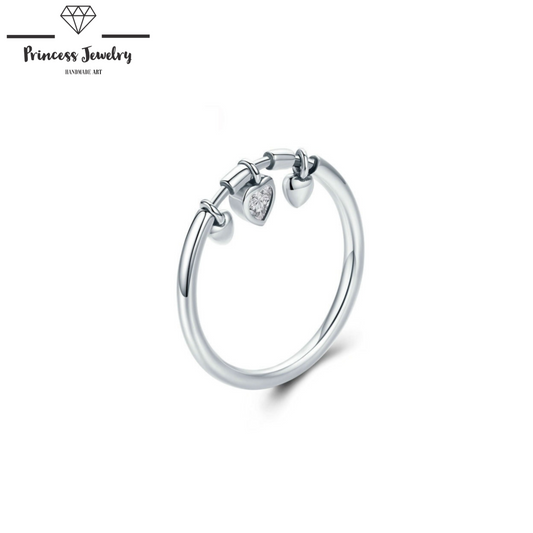 PRINCESS JEWELRY® Anello con Ciondoli a Forma di Cuore/Stella in Argento 925 (2 modelli) - Princess Jewelry