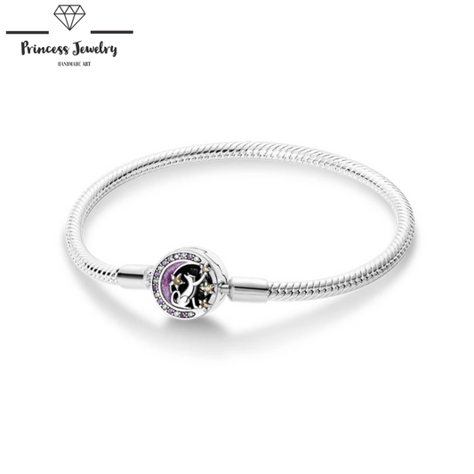 PRINCESS JEWELRY® Bracciale Gatto, Luna e Stelle in Argento 925 - Princess Jewelry