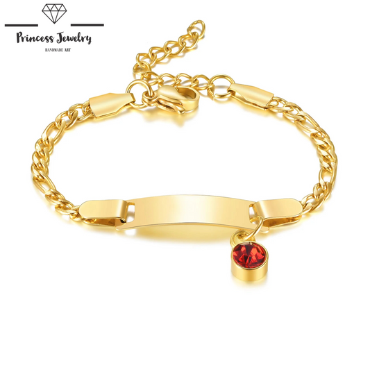 PRINCESS JEWELRY® Bracciale Personalizzato per Bambini in Acciaio Inossidabile Placcato in Oro - Princess Jewelry