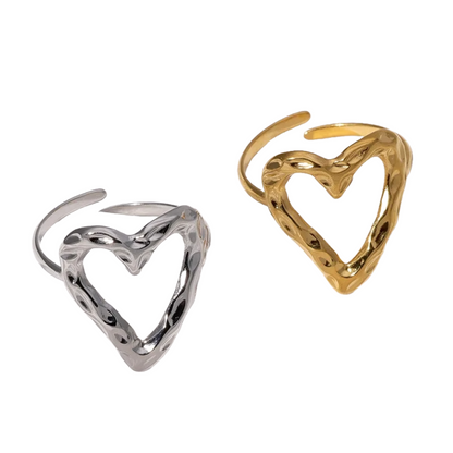 PRINCESS JEWELRY® Anello Resilient Heart in Acciaio Inossidabile Placcato Oro 18 Kt (2 colori) - Princess Jewelry