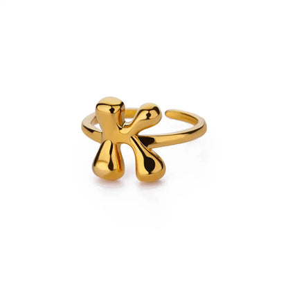 PRINCESS JEWELRY® Anello con Lettera Personalizzata a Bolla in Acciaio Inossidabile Placcato Oro 18 Kt
