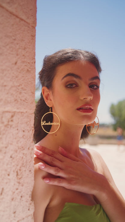 PRINCESS JEWELRY® Orecchini Pendenti a Cerchio Personalizzati in Acciaio Inossidabile (2 colori)