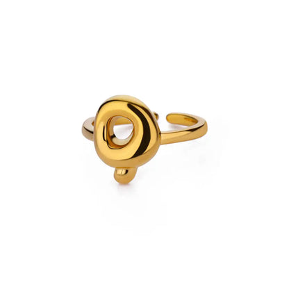PRINCESS JEWELRY® Anello con Lettera Personalizzata a Bolla in Acciaio Inossidabile Placcato Oro 18 Kt