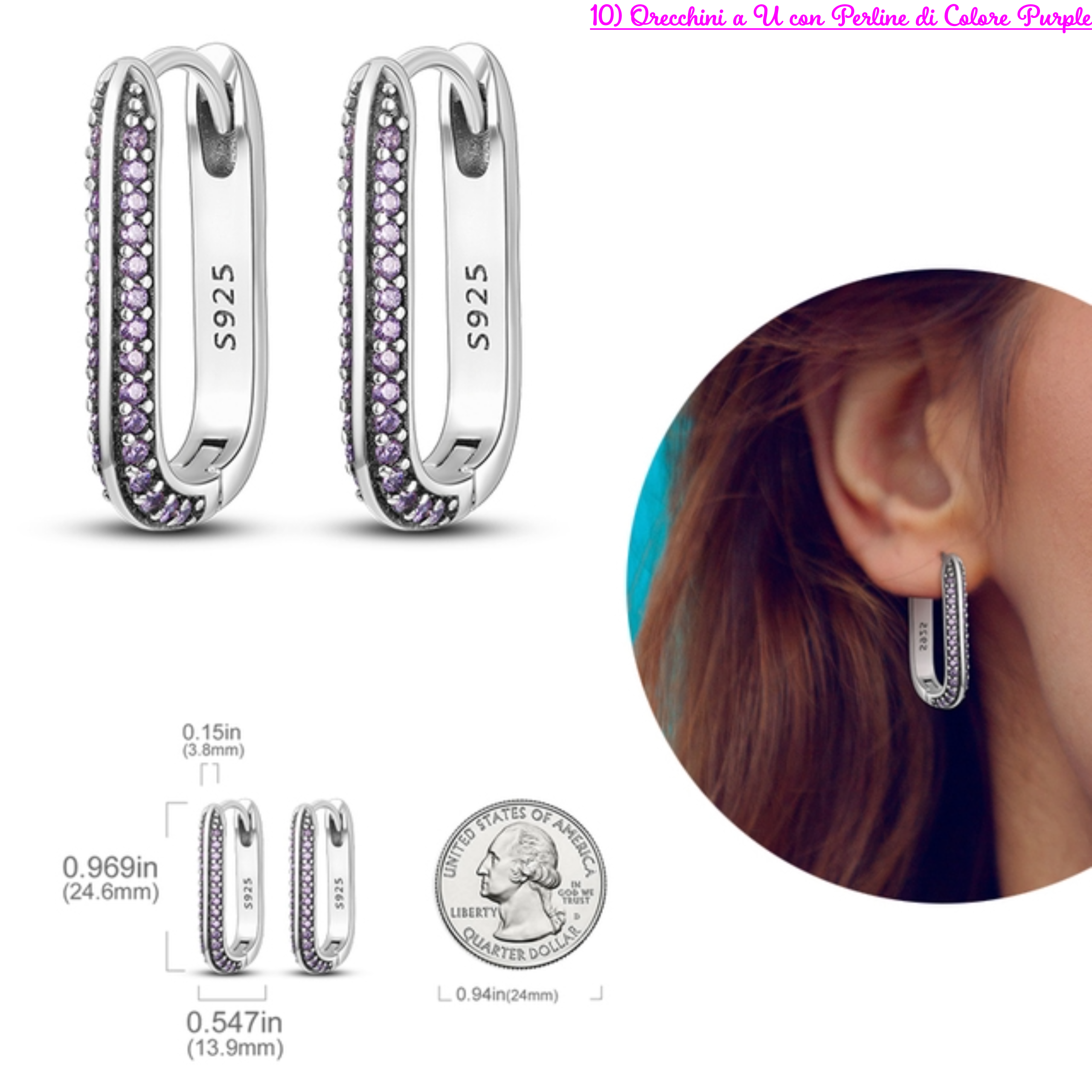 Orecchini Donna Argento 925 Con Cristalli - Principessa - Colori Vari - Gioielli Eleganti In Confezione Regalo